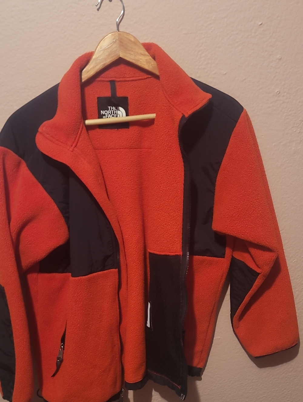 The North Face Men's Orange and Black Fleece Jacket